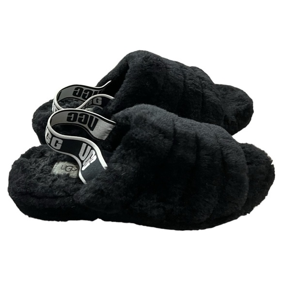 UGG Fluff Yeah Black & White Sandals/Slippers Size 9 - Picture 5 of 11